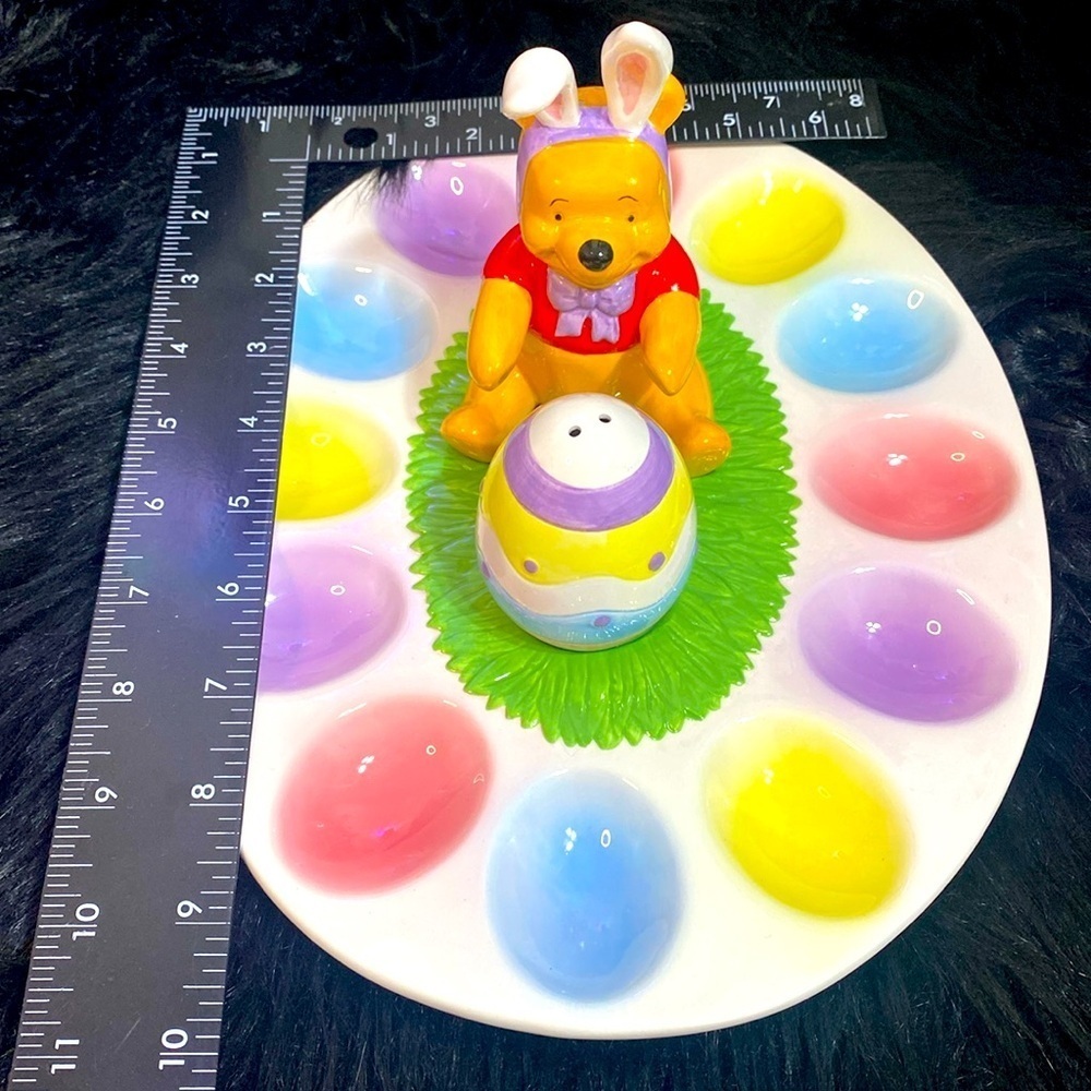 Disney Winnie the Pooh bear Easter basket eggs serving tray dish vintage dish - Picture 12 of 13